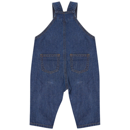 Blue - Pack Shot - Larkwood Baby Denim Dungarees