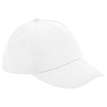 White - Front - Beechfield Childrens-Kids Organic Cotton 5 Panel Baseball Cap