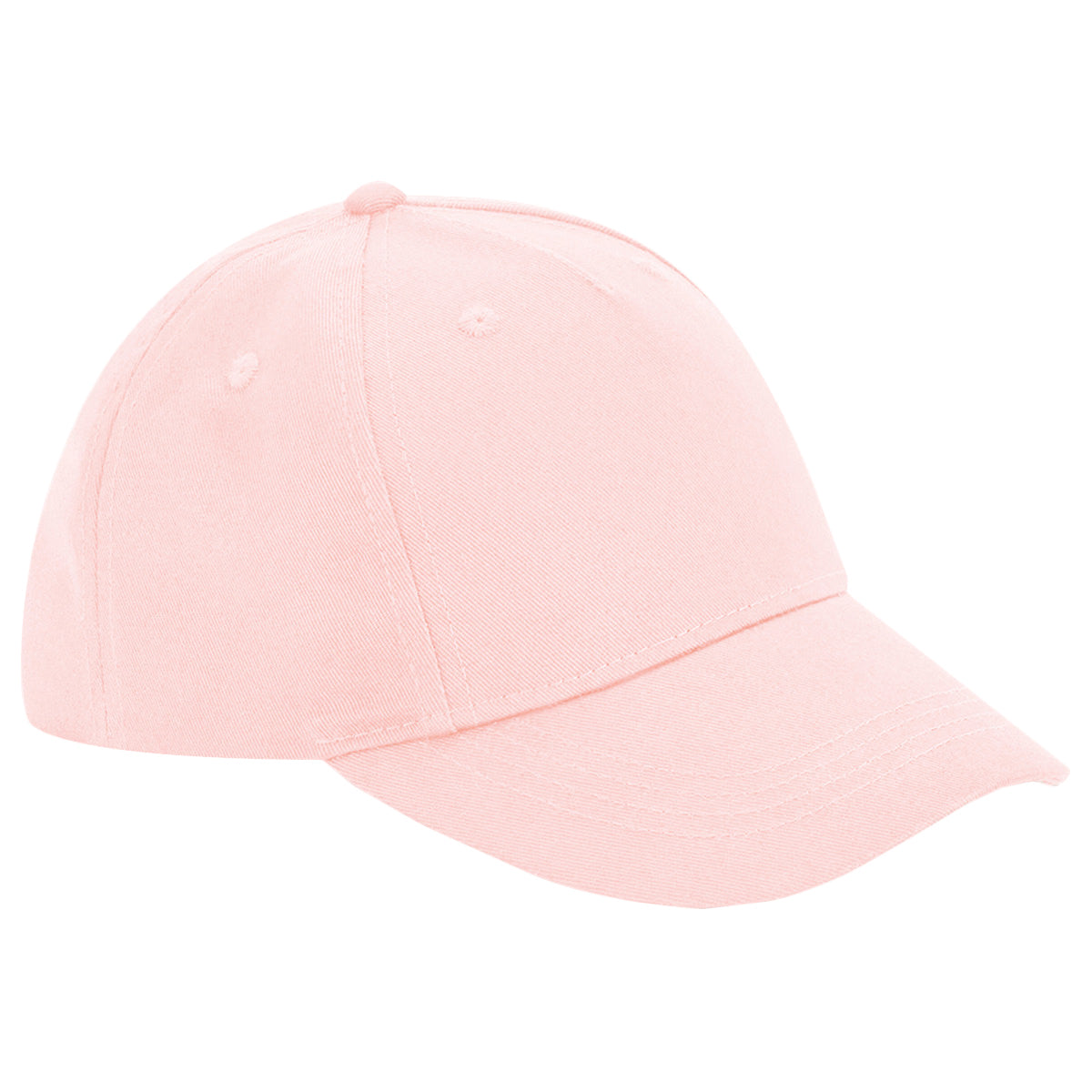 Powder Pink - Front - Beechfield Childrens-Kids Organic Cotton 5 Panel Baseball Cap