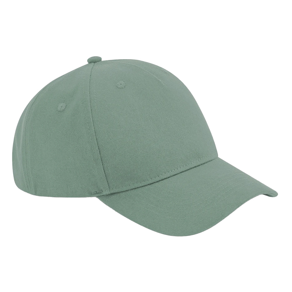 Dusty Green - Front - Beechfield Unisex Adult Organic Cotton 5 Panel Baseball Cap