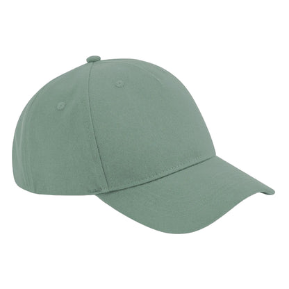 Dusty Green - Front - Beechfield Unisex Adult Organic Cotton 5 Panel Baseball Cap