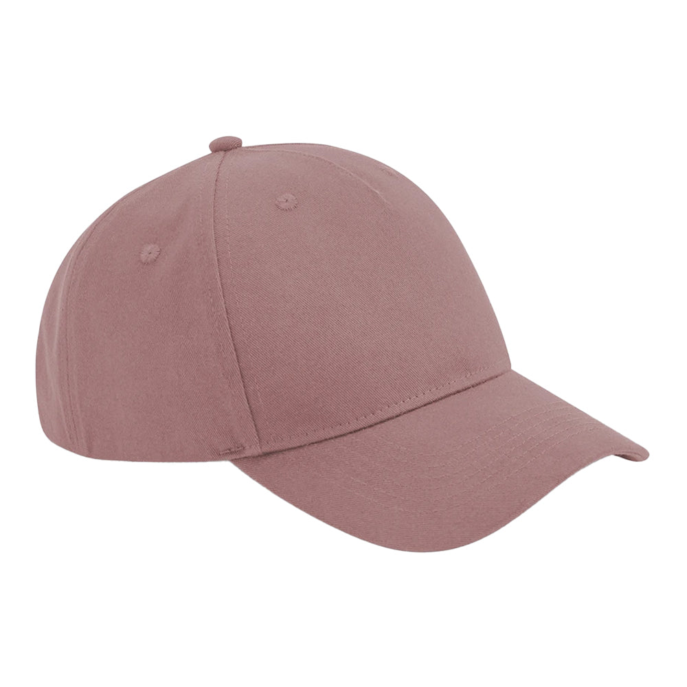 Rose Pink - Front - Beechfield Unisex Adult Organic Cotton 5 Panel Baseball Cap