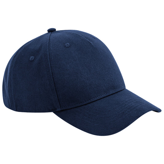 Navy - Front - Beechfield Unisex Adult Organic Cotton 5 Panel Baseball Cap