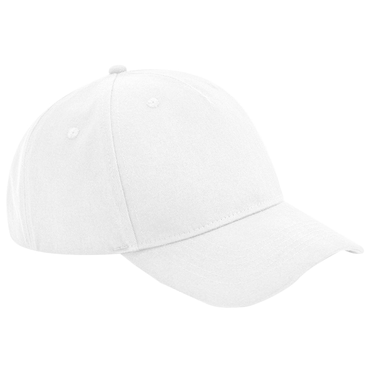 White - Front - Beechfield Unisex Adult Organic Cotton 5 Panel Baseball Cap