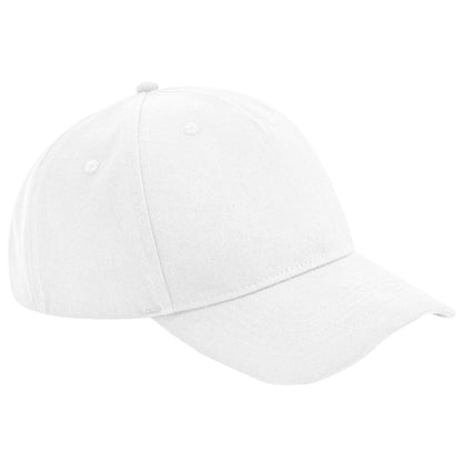White - Front - Beechfield Unisex Adult Organic Cotton 5 Panel Baseball Cap