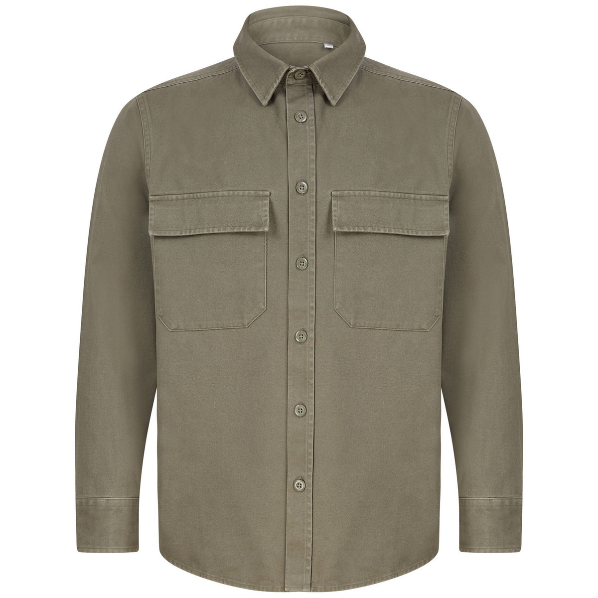 Khaki - Front - Front Row Unisex Adult Cotton Drill Overshirt