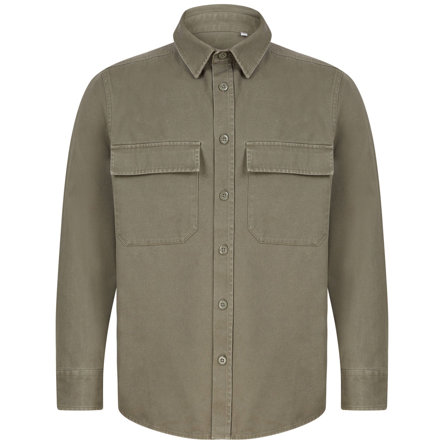 Khaki - Front - Front Row Unisex Adult Cotton Drill Overshirt