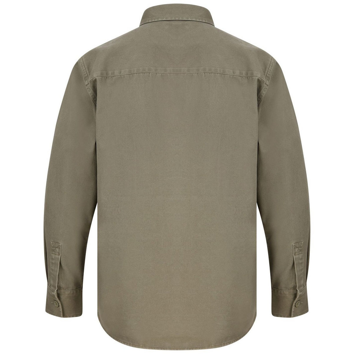 Khaki - Back - Front Row Unisex Adult Cotton Drill Overshirt