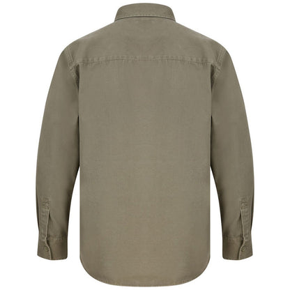 Khaki - Back - Front Row Unisex Adult Cotton Drill Overshirt