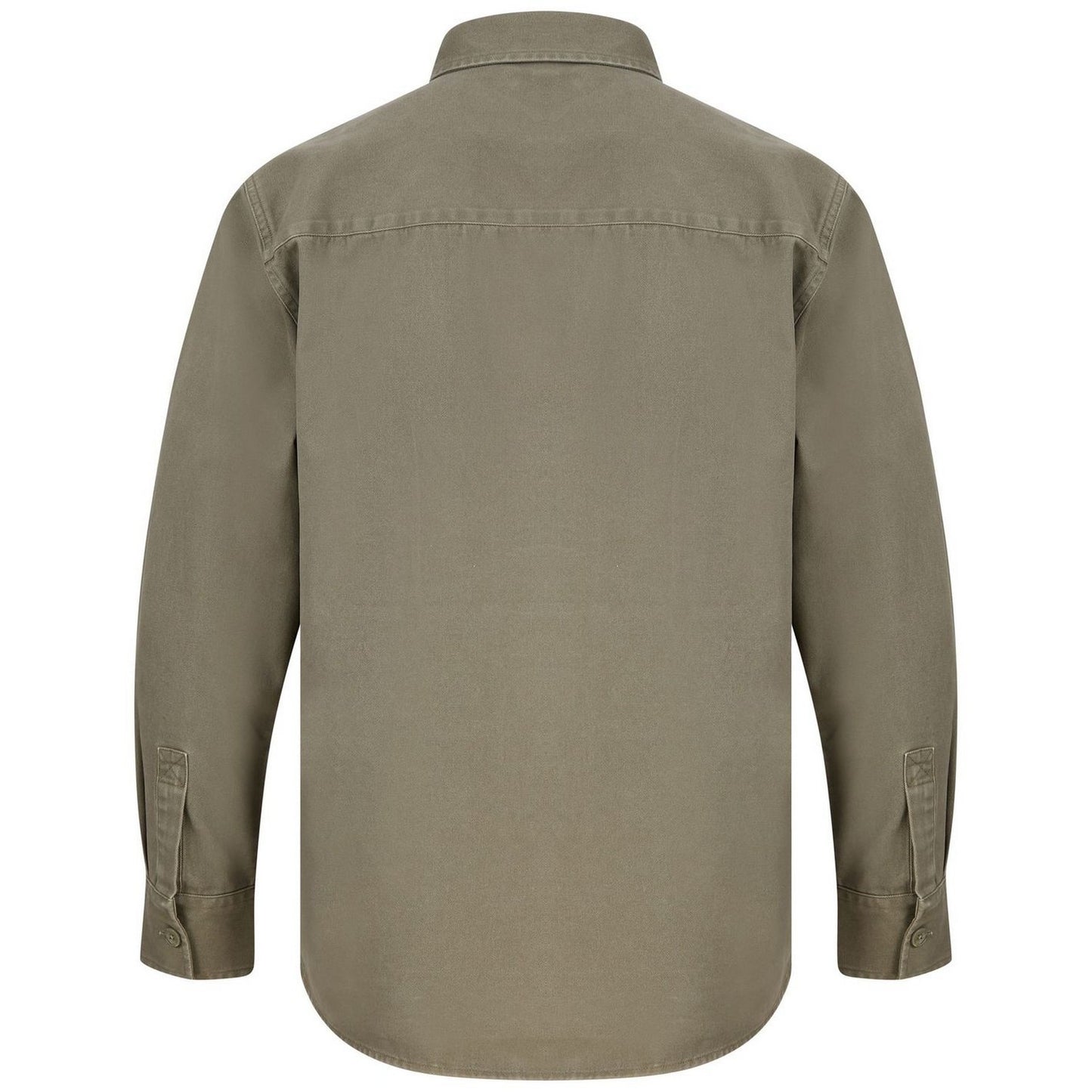 Khaki - Back - Front Row Unisex Adult Cotton Drill Overshirt