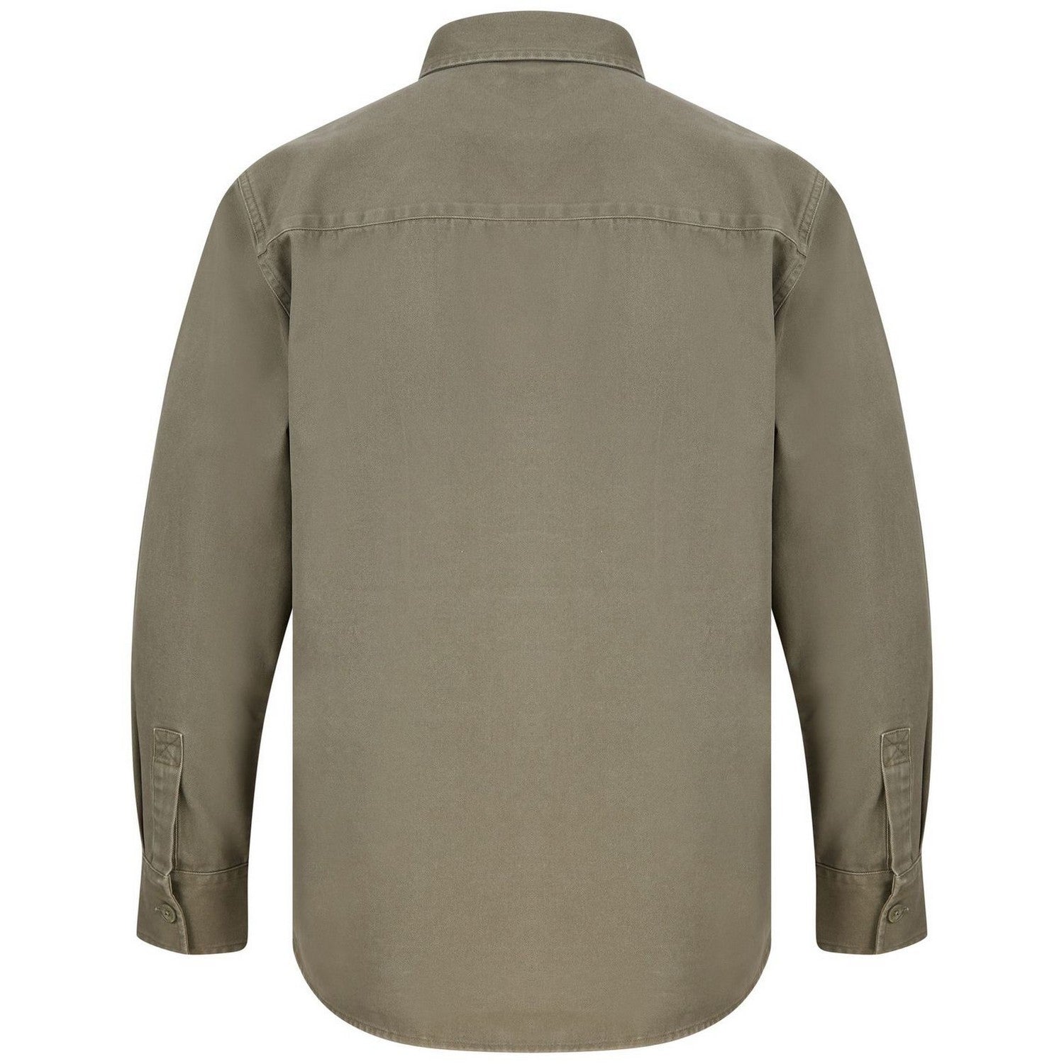 Khaki - Back - Front Row Unisex Adult Cotton Drill Overshirt
