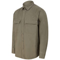 Khaki - Side - Front Row Unisex Adult Cotton Drill Overshirt