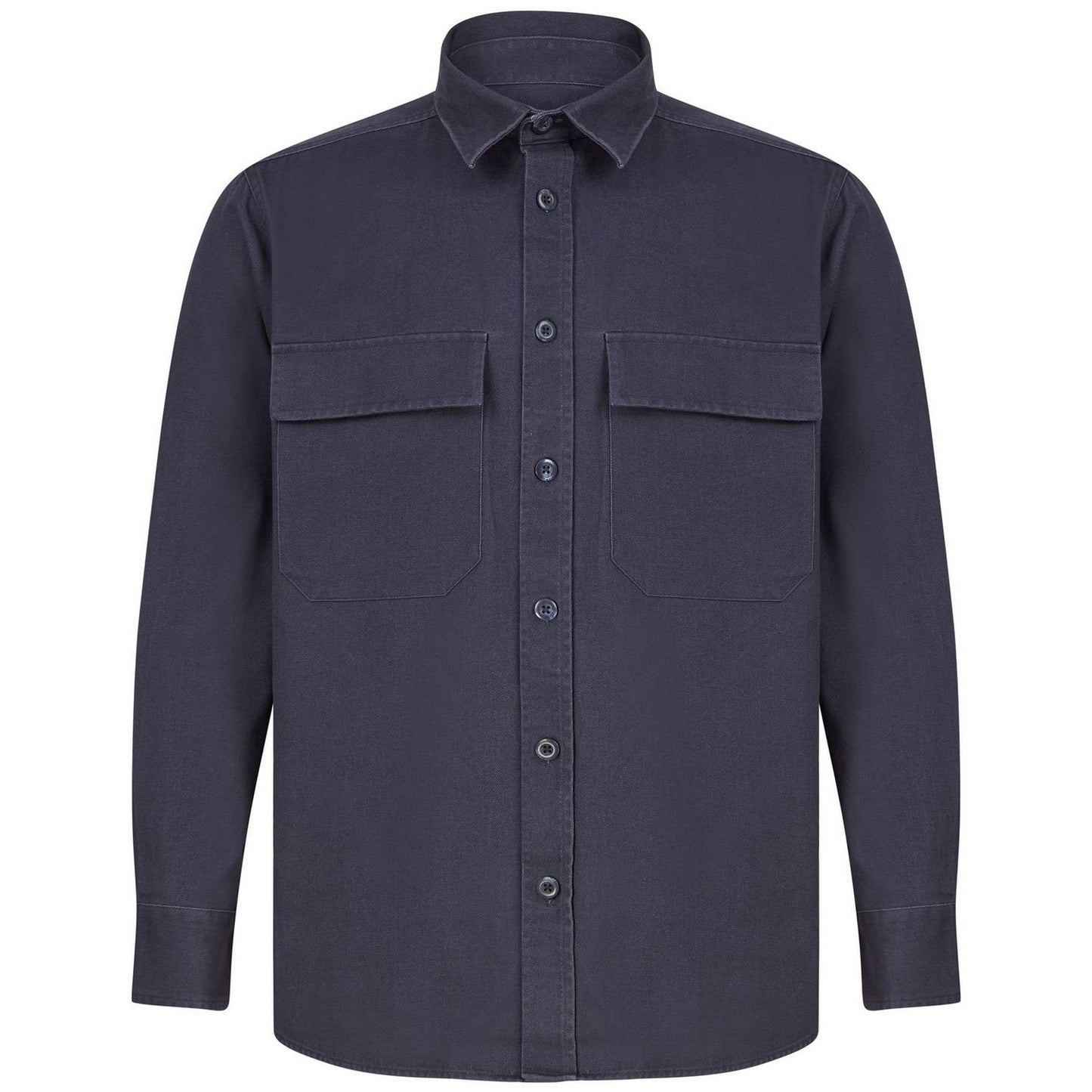 Navy - Front - Front Row Unisex Adult Cotton Drill Overshirt