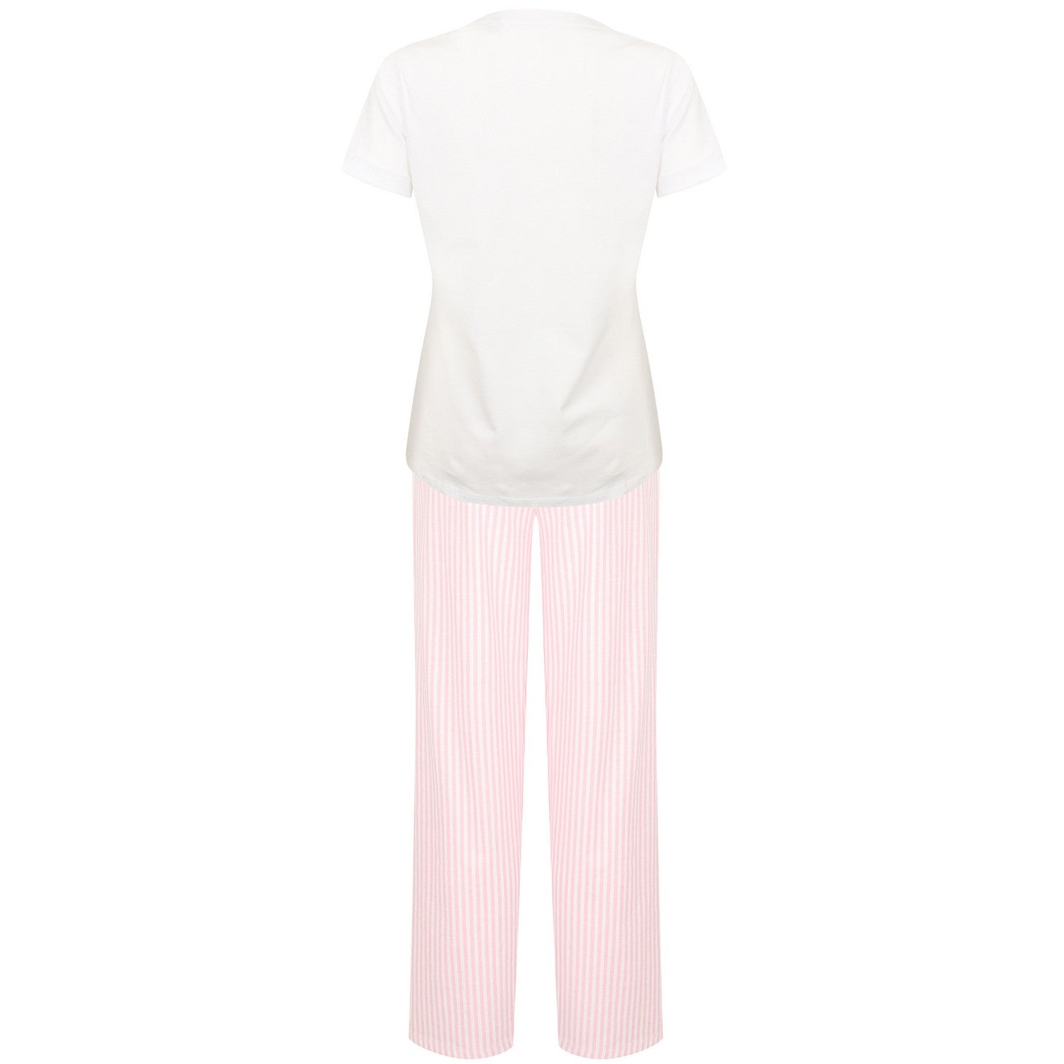 White-Pink - Back - Towel City Womens-Ladies Stripe Pyjama Set