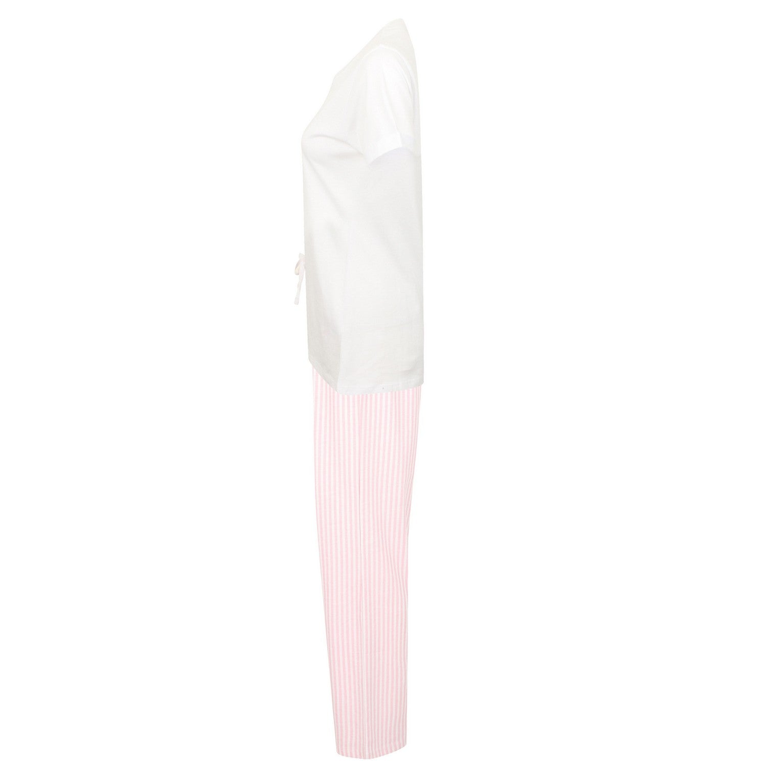 White-Pink - Lifestyle - Towel City Womens-Ladies Stripe Pyjama Set