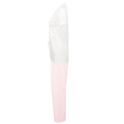 White-Pink - Lifestyle - Towel City Womens-Ladies Stripe Pyjama Set