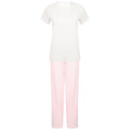 White-Pink - Front - Towel City Womens-Ladies Stripe Pyjama Set