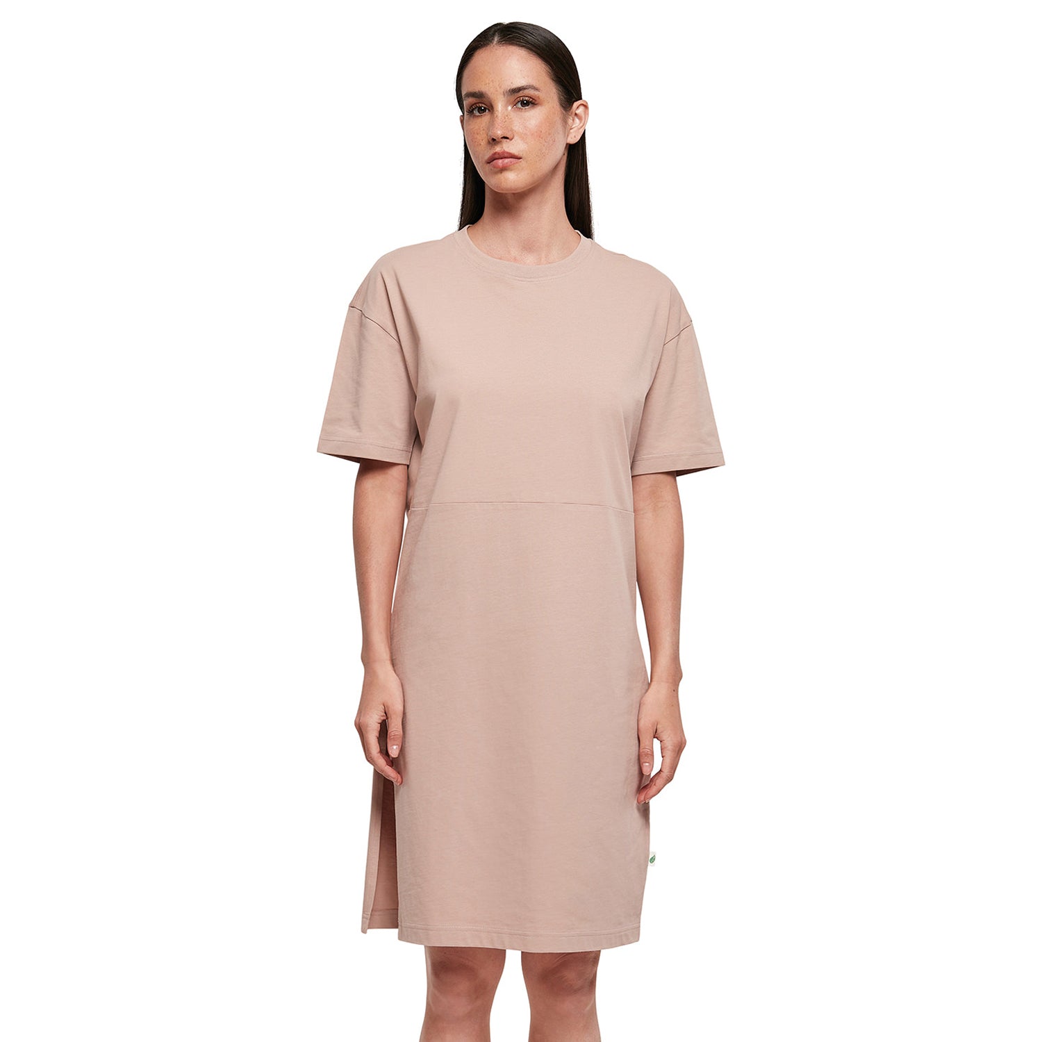 Dusk Rose - Lifestyle - Build Your Brand Womens-Ladies Organic Split Hem Oversized T-Shirt Dress