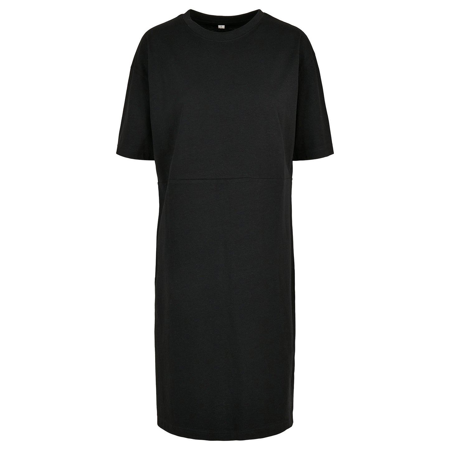 Black - Front - Build Your Brand Womens-Ladies Organic Split Hem Oversized T-Shirt Dress