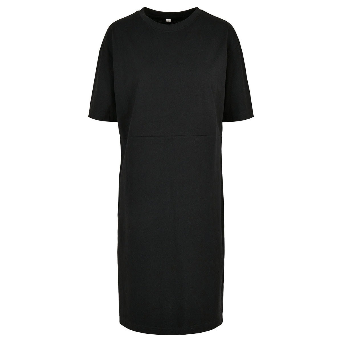 Black - Front - Build Your Brand Womens-Ladies Organic Split Hem Oversized T-Shirt Dress