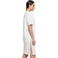 White - Side - Build Your Brand Womens-Ladies Organic Split Hem Oversized T-Shirt Dress