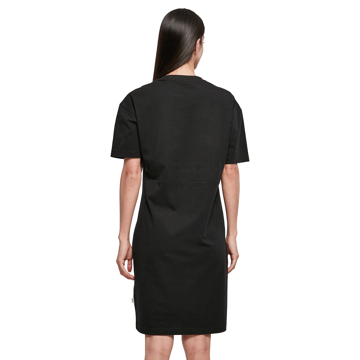 Black - Back - Build Your Brand Womens-Ladies Organic Split Hem Oversized T-Shirt Dress