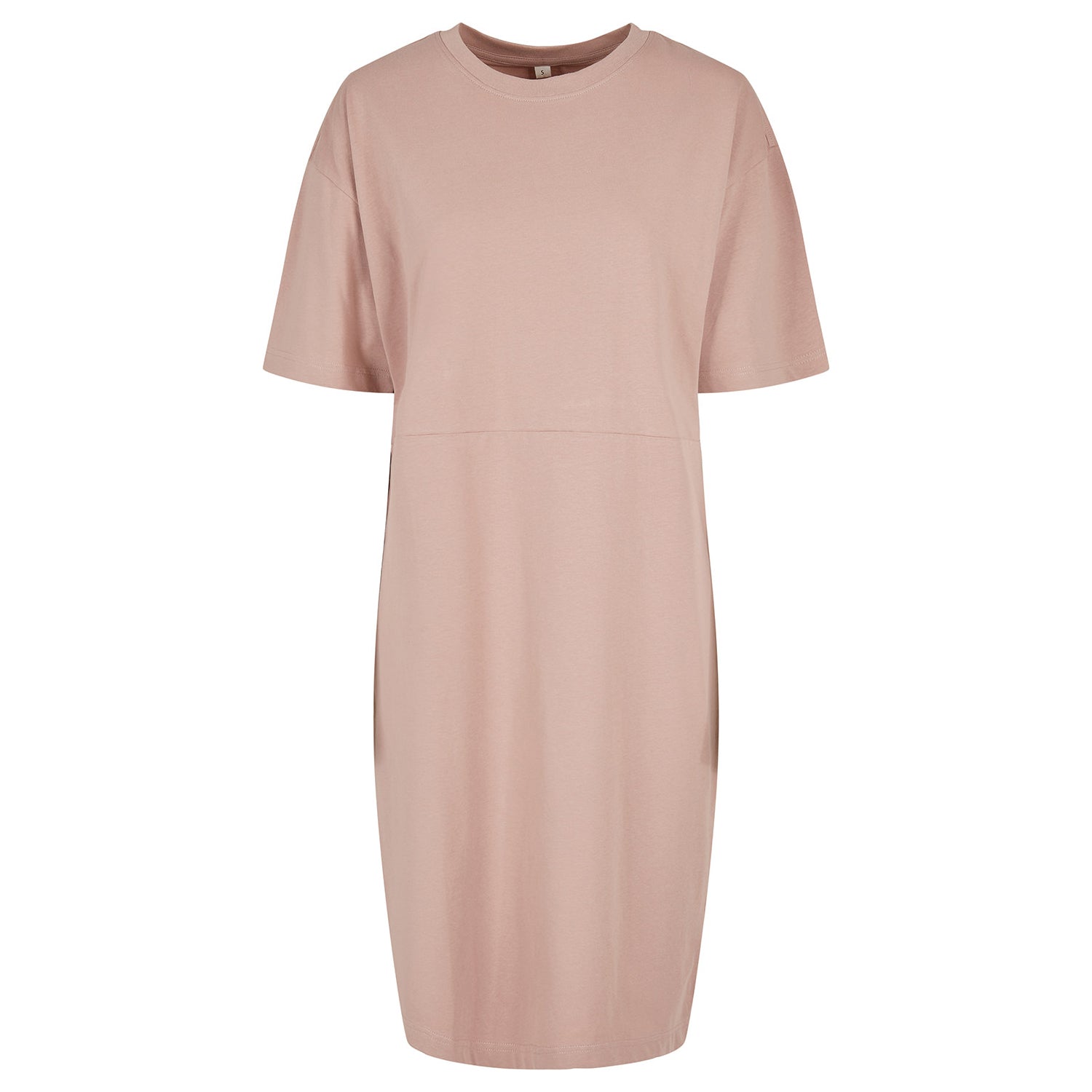 Dusk Rose - Front - Build Your Brand Womens-Ladies Organic Split Hem Oversized T-Shirt Dress
