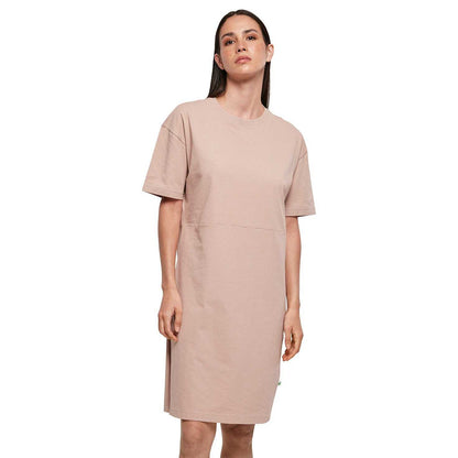 Dusk Rose - Side - Build Your Brand Womens-Ladies Organic Split Hem Oversized T-Shirt Dress