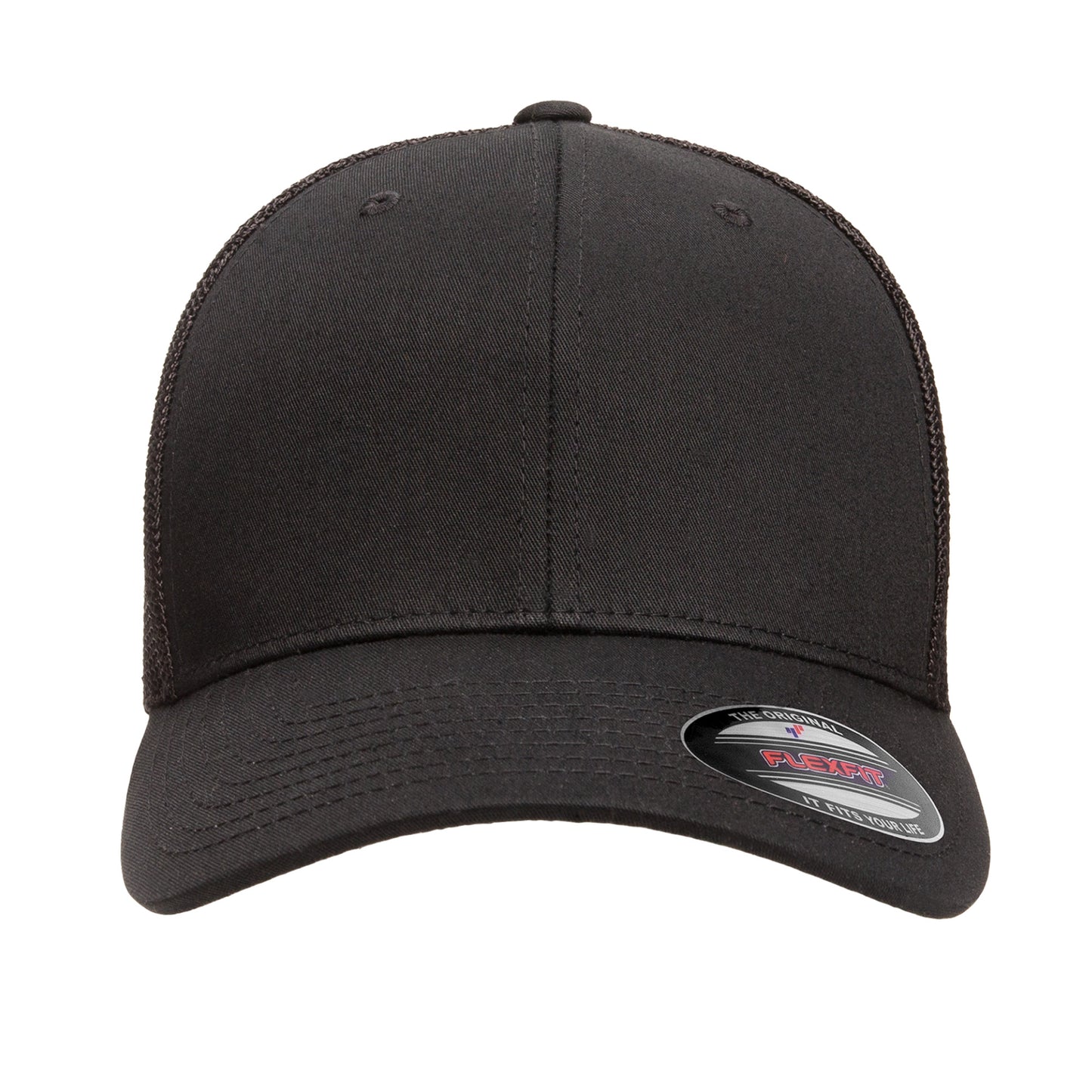 Black - Front - Yupoong Unisex Adult Flexfit Mesh Trucker Cap