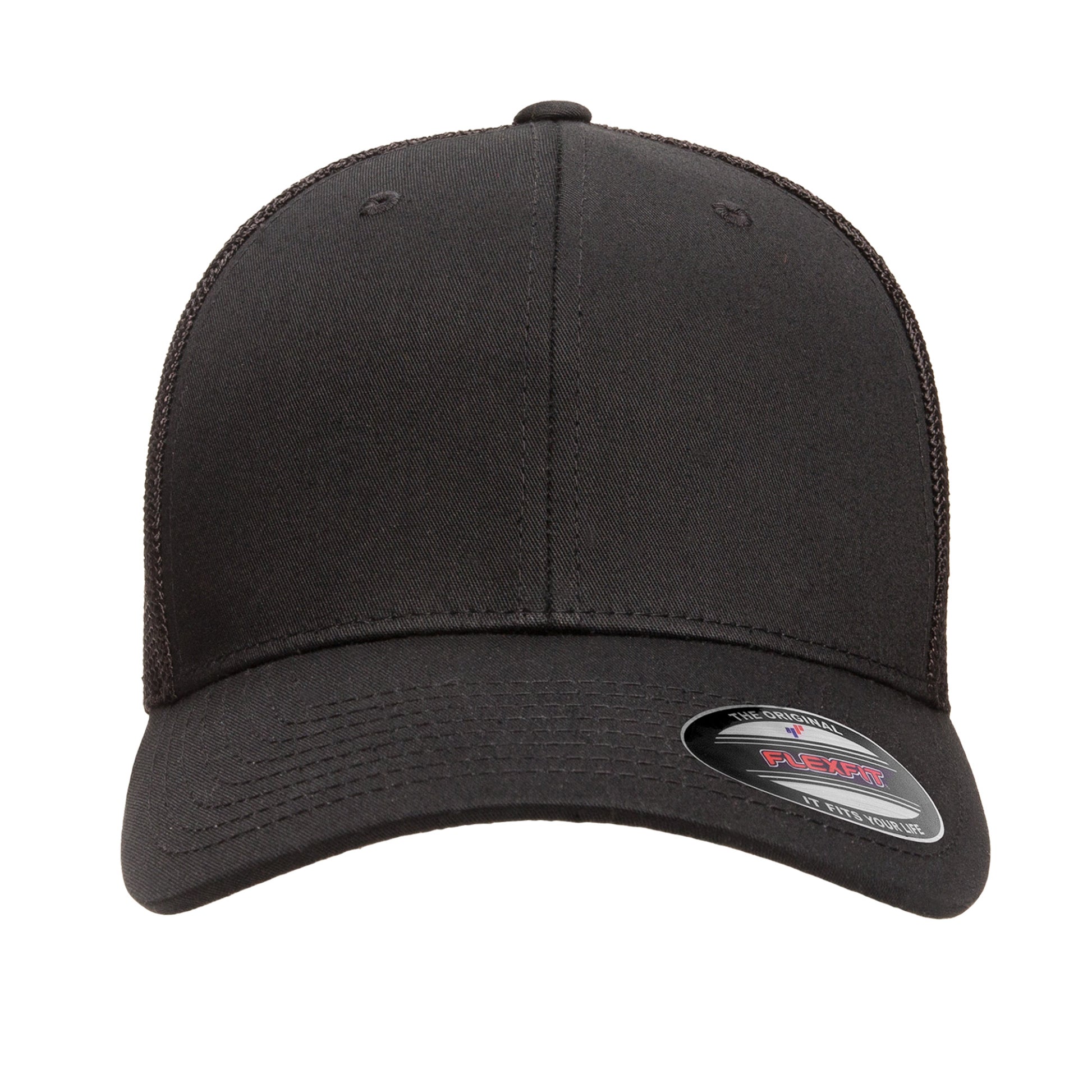 Black - Front - Yupoong Unisex Adult Flexfit Mesh Trucker Cap