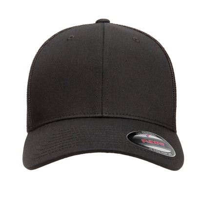Black - Front - Yupoong Unisex Adult Flexfit Mesh Trucker Cap