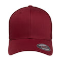 Cranberry - Front - Yupoong Unisex Adult Flexfit Mesh Trucker Cap