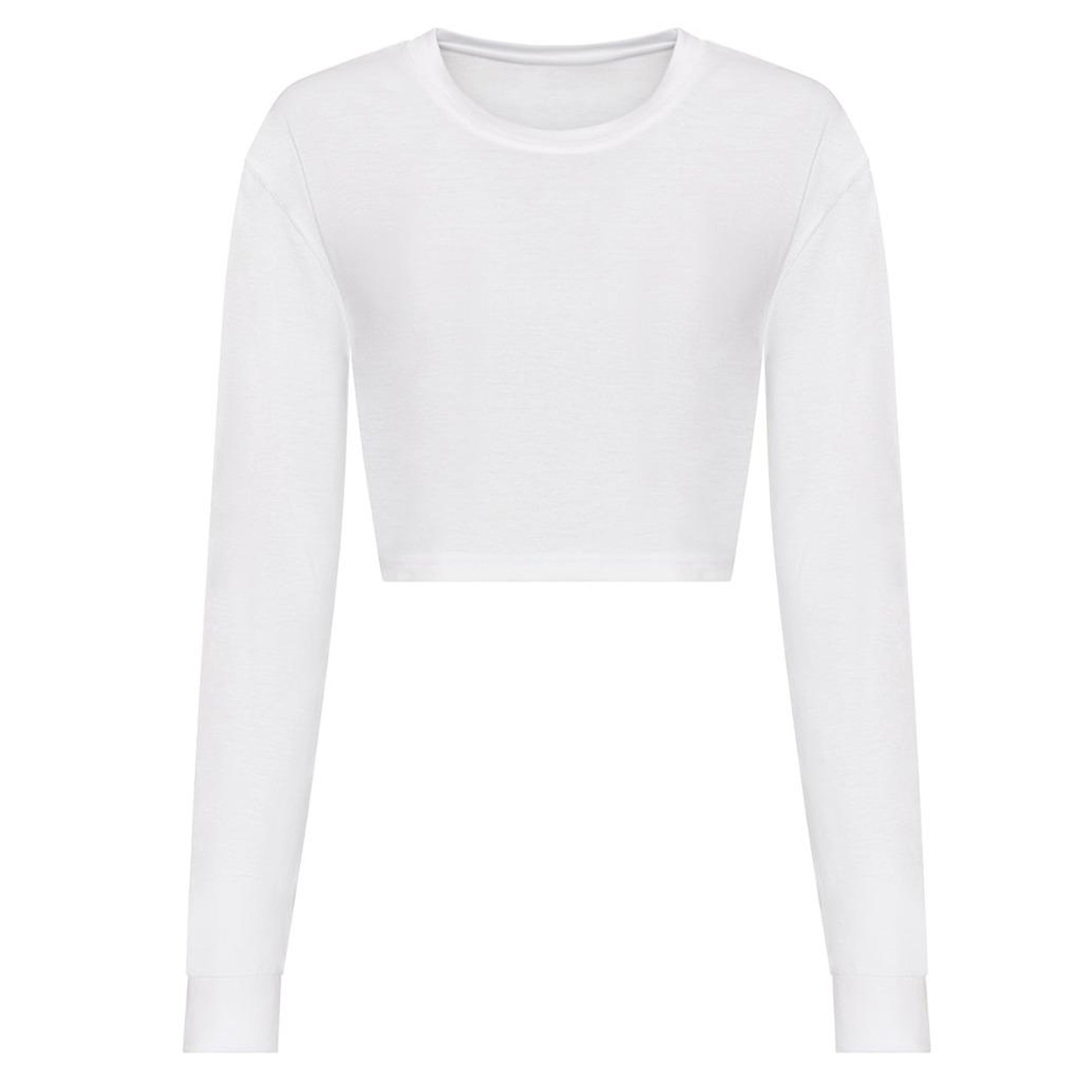 Solid White - Front - Awdis Womens-Ladies Crop Triblend Long-Sleeved T-Shirt