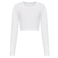 Solid White - Front - Awdis Womens-Ladies Crop Triblend Long-Sleeved T-Shirt