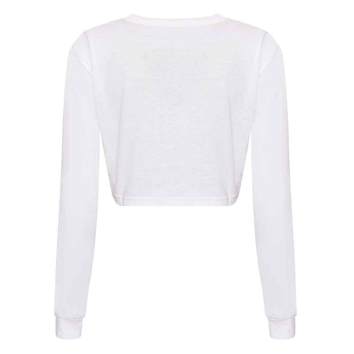 Solid White - Back - Awdis Womens-Ladies Crop Triblend Long-Sleeved T-Shirt