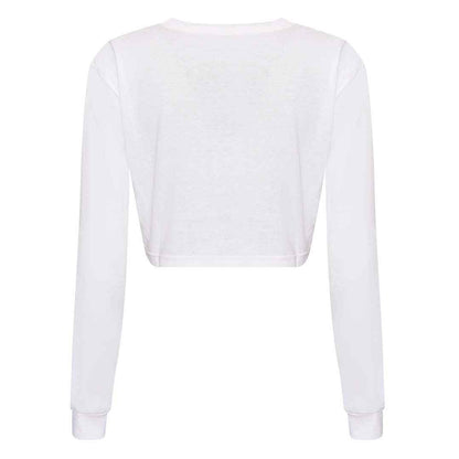 Solid White - Back - Awdis Womens-Ladies Crop Triblend Long-Sleeved T-Shirt