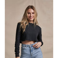 Black Heather - Side - Awdis Womens-Ladies Heather Cropped Long-Sleeved T-Shirt