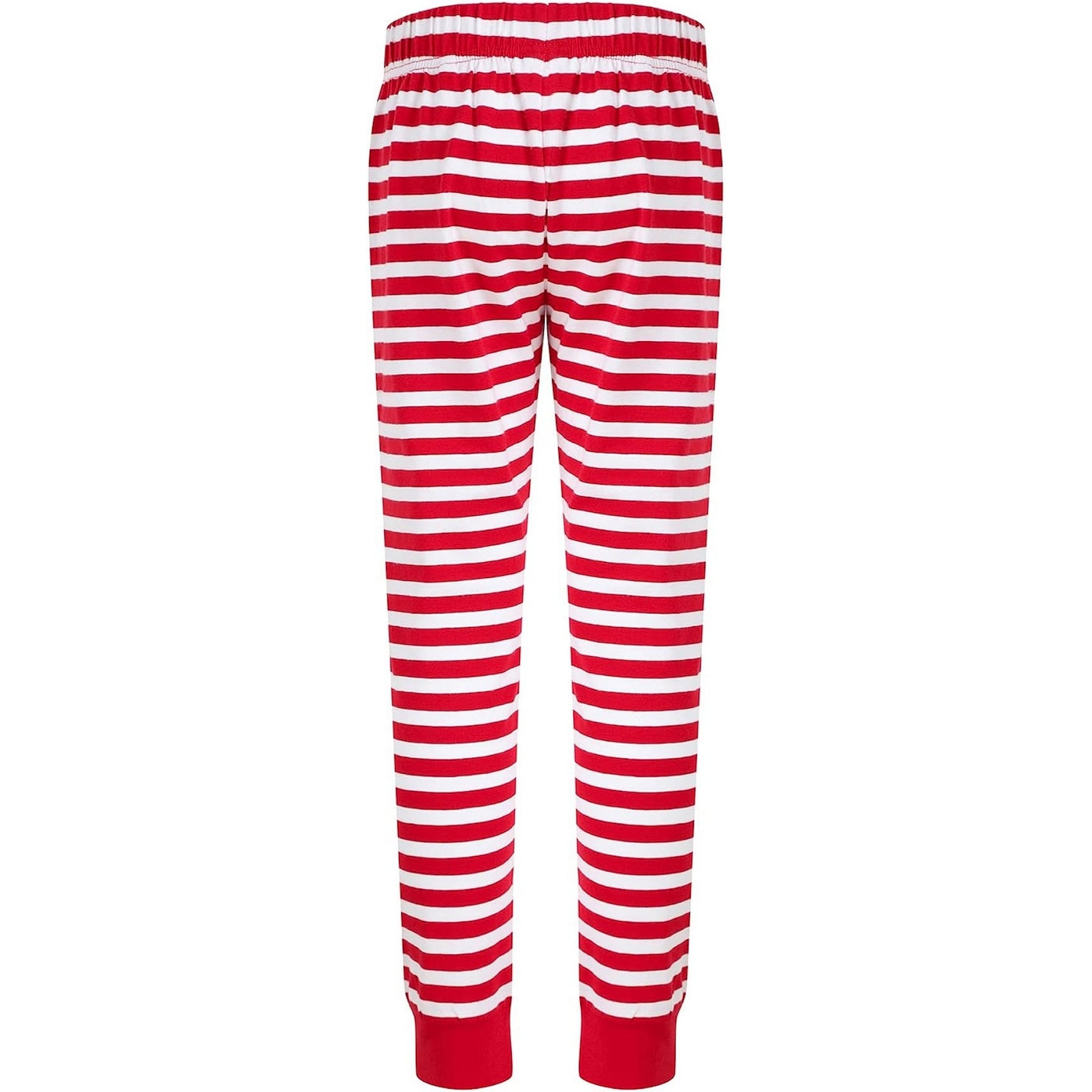 Red-White - Back - SF Childrens-Kids Stripe Cuffed Lounge Pants