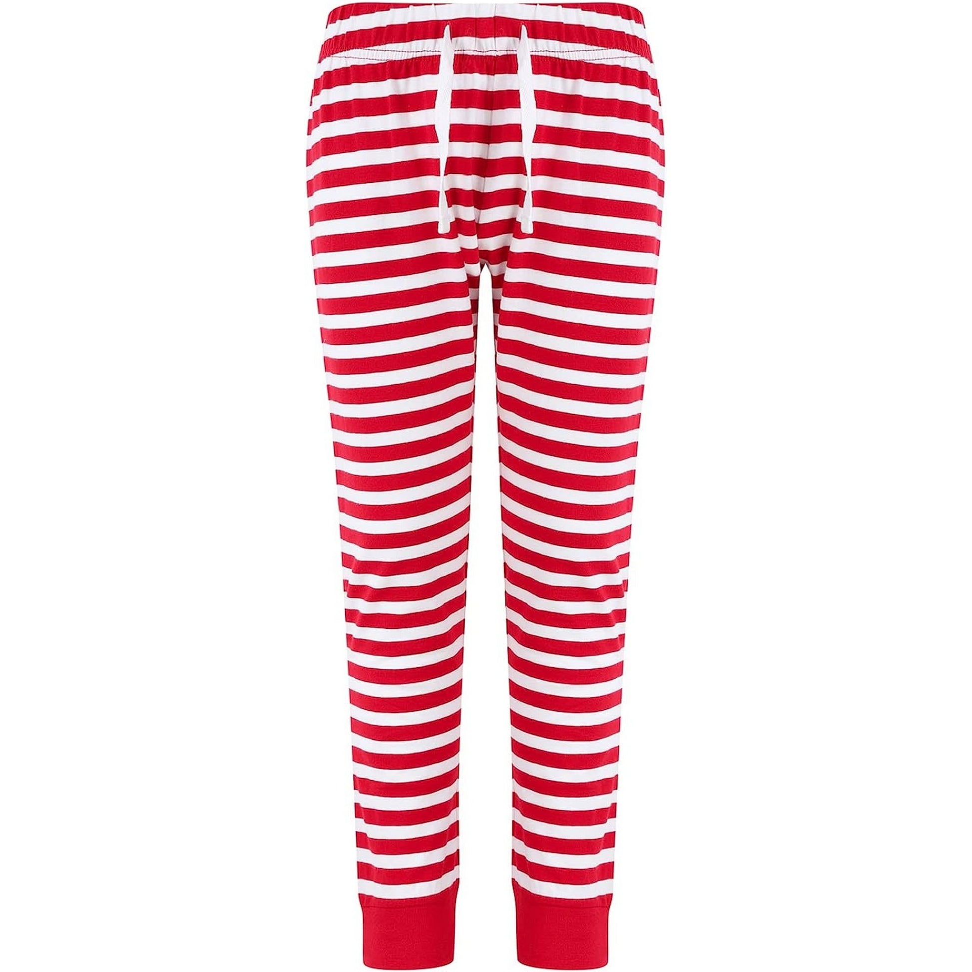 Red-White - Front - SF Childrens-Kids Stripe Cuffed Lounge Pants