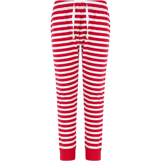 Red-White - Front - SF Childrens-Kids Stripe Cuffed Lounge Pants