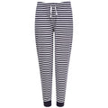 Navy-White - Front - SF Womens-Ladies Striped Lounge Pants