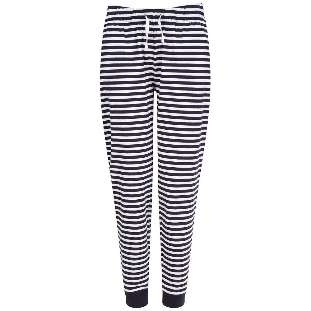 Navy-White - Front - SF Womens-Ladies Striped Lounge Pants