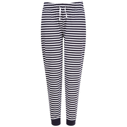 Navy-White - Front - SF Womens-Ladies Striped Lounge Pants