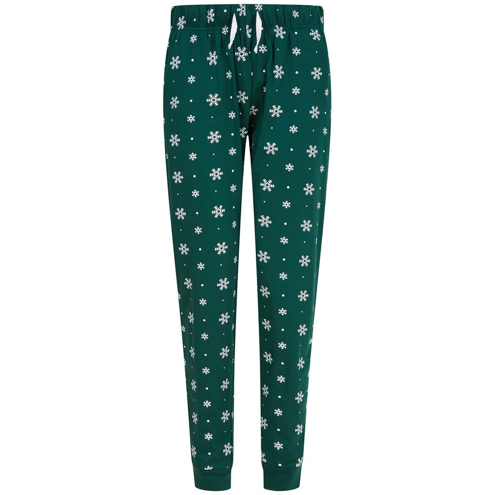 Bottle-White - Front - SF Womens-Ladies Snowflake Lounge Pants