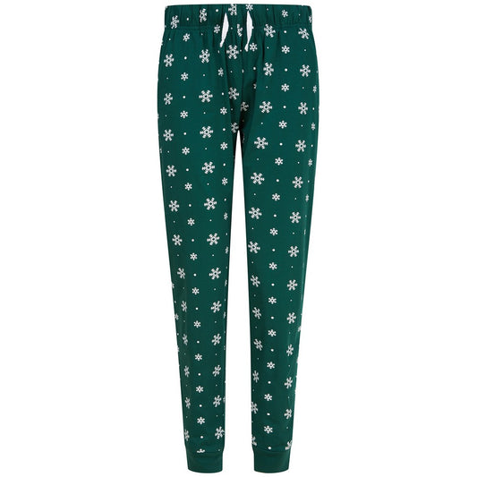 Bottle-White - Front - SF Womens-Ladies Snowflake Lounge Pants