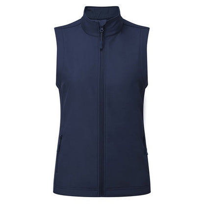 Navy - Front - Premier Womens-Ladies Windchecker Recycled Printable Gilet