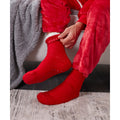 Red - Back - Ribbon Unisex Adult Eskimo Style Fleece Socks