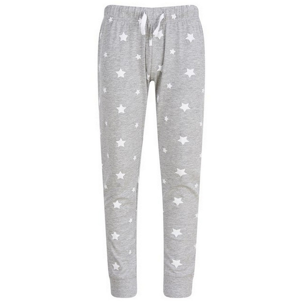 Heather Grey-White - Front - Girls Cotton Dotted Pyjama Bottoms (Pack Of 2)