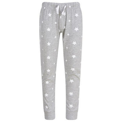 Heather Grey-White - Front - Girls Cotton Dotted Pyjama Bottoms (Pack Of 2)