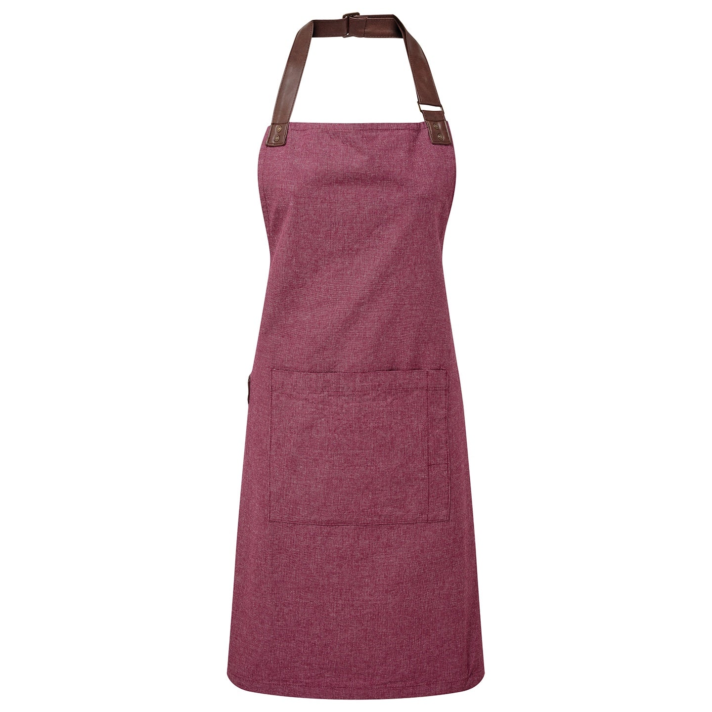 Burgundy - Front - Premier Unisex Adult Annex Oxford Faux Leather Bibbed Full Apron